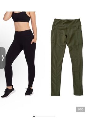 WoolX Merino Wool Duralite® Piper Pocket Leggings Olive Green large tall